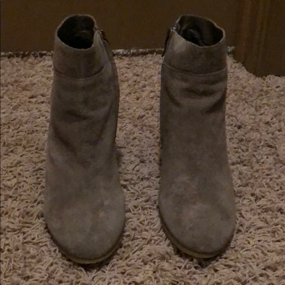 Loft suede stone colored heeled bootie. Size 9